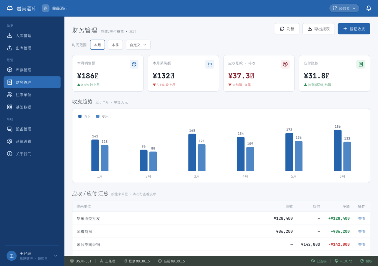 财务管理 — 真实产品截图